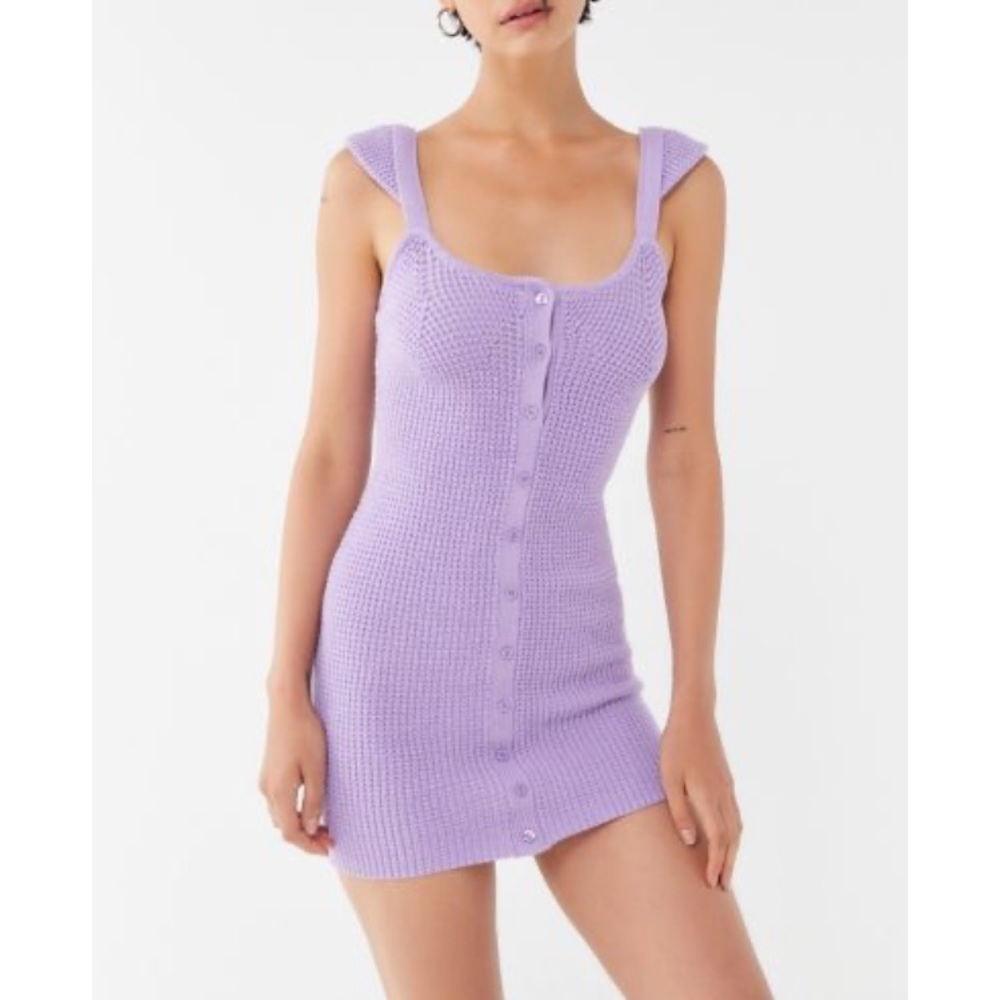 SOLD 🚫 Purple Knit Crochet Mini Dress